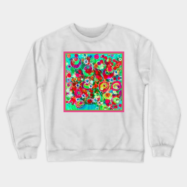 Pop-Art Flowers Crewneck Sweatshirt by AmandaSlaterArt